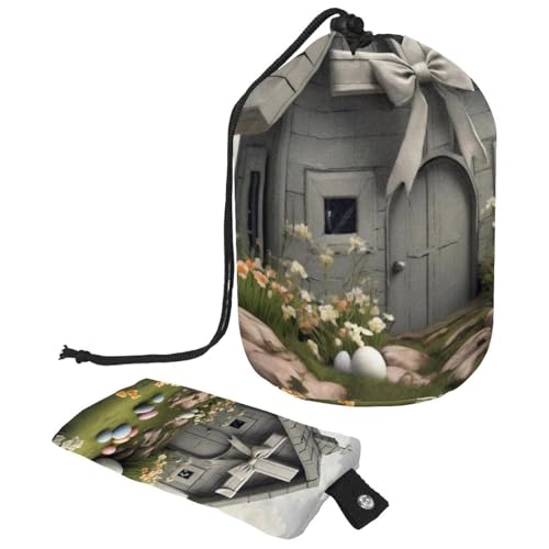 Bequemlichkeit trifft Stil | Große Make-up-Tasche für Damen mit wasserdichtem und tragbarem Design, graues Oster-Kreuzhaus, mehrfarbig, 9.9x6.9in/25.2x17.6cm;6x3.5in/15.2x8.8cm von Generisch