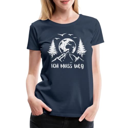 Bergmensch Berge Wandern Natur Shirt Ich Muss Weg Lustiges Geschenk Frauen Premium T-Shirt Navy L von Generisch