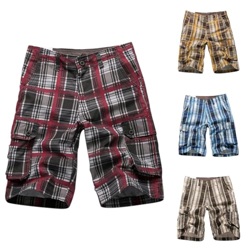 Bermuda Shorts Herren Kariert Herrenshorts Klassisch Geschnittene Cargo Shorts mit Multi Taschen Sommer Casual Leichte Wandershorts Outdoor Atmungsaktiv Trekkinghose Kurze Arbeitshose Bermuda Shorts Herren Kariert Herrenshorts Klassisch Geschnittene Cargo Shorts mit Multi Taschen Sommer Casual Leichte Wandershorts Outdoor Atmungsaktiv Trekkinghose Kurze Arbeitshose von Generisch