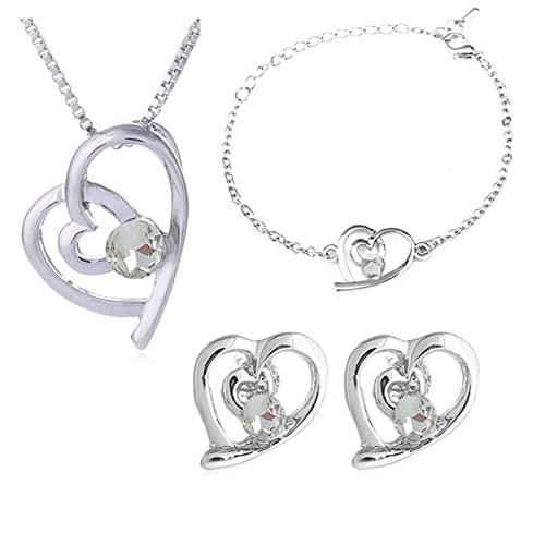 Bernstein Ohrringe Oval Mädchen lieben Mode Herz für Frauen Set Halskette Anhänger Halterung Schmuck Ohrringe und Herz Liebe Schmuck Sets Türkiser Schmuck (White, One Size) von Generisch