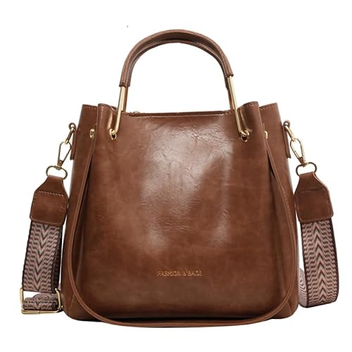 Beuteltasche aus PU-Leder, trendige Umhängetasche, groß, für Damen, Arbeit, Einkaufen, Reisen, braun, 9.84x8.66x3.94inch von Generisch