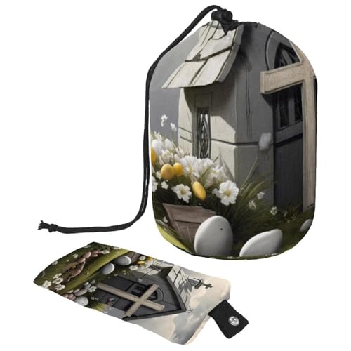 Bewahren Sie Ihre Kosmetika sicher auf | Große Make-up-Tasche für Damen mit wasserdichtem Design, graues Oster-Kreuzhaus, mehrfarbig, 9.9x6.9in/25.2x17.6cm;6x3.5in/15.2x8.8cm von Generisch