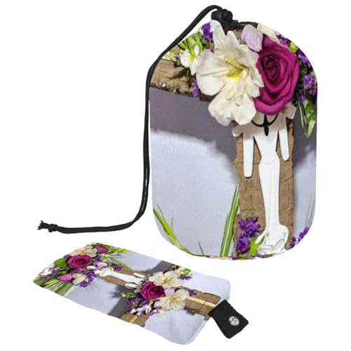 Bewahren Sie Ihre Kosmetika sicher und stilvoll auf mit unserer großen Make-up-Tasche – perfekt für Frauen, lila Oster-Kreuz, mehrfarbig, 9.9x6.9in/25.2x17.6cm;6x3.5in/15.2x8.8cm von Generisch