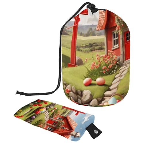 Bewahren Sie Ihre Kosmetika sicher und stilvoll auf mit unserer großen Make-up-Tasche – perfekt für Frauen, rotes Oster-Kreuz-Haus, mehrfarbig, 9.9x6.9in/25.2x17.6cm;6x3.5in/15.2x8.8cm von Generisch