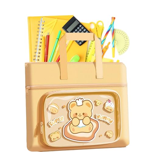 Bibliothek Tragetasche | Cartoon-Schreibwaren-Beutel | Große Kapazität Wasserdichte Büchertasche Mit Reißverschluss Für Teenager Kinder Flugreisen Schule Einkaufen Urlaub Wochenende Picknick von Generisch