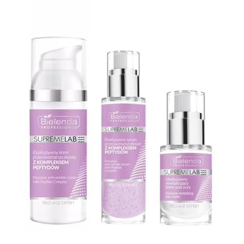 Bielenda PROFESSIONAL SupremeLab Pro Age Expert Set – Anti-Falten Serum, Augencreme & Gesichtscreme mit Peptidkomplex – Optimale Pflege für Gesicht und Augenpartie – Für Damen & Herren von Generisch