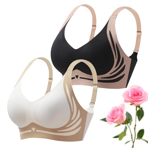 Bienll BH, Bügelloser Top-Stütz-BH, Weicher Bequeme Lift up BHS Für Damen (DE/NL/SE/PL, Alphanumerisch, 3XL, Regular, Regular, 2 Stück*C) von Generisch