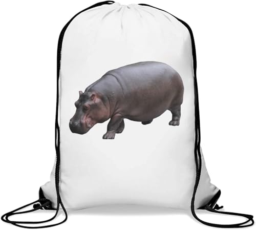 Big Hippo Nilpferd Turnbeutel Casual Drawstring Bag Weiß von Generisch