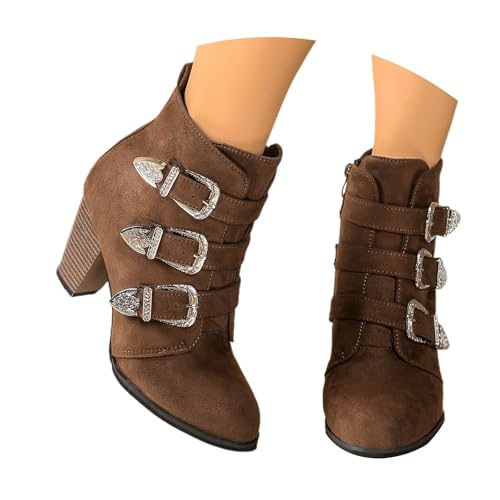 Biker Stiefel Damen Kurz Schuhe Gothic Zipper Westernstiefel Frauen Freizeit Stiefeletten Einfarbig Freizeitstiefel Elegant Ledersteifel Knöchel Freizeitschuhe Schnürstiefel von Generisch