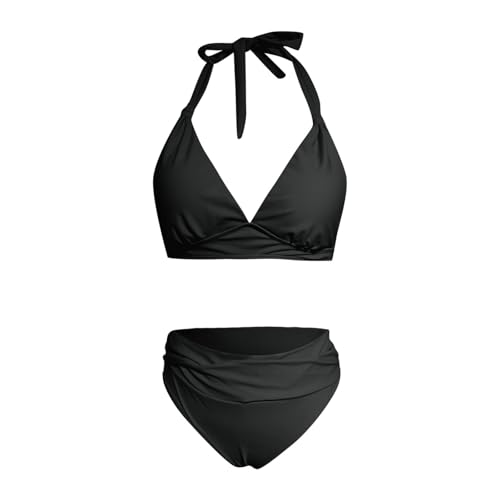 Bikini Damen Set Neckholder String Triangel Bikini Sets V-Ausschnitt Hoch tailliert Bademode Tanga Brasilianische Badeanzüge Low Waist Zweiteiliger Badeanzug Bauchweg Badeanzüge für Teenager Kinder von Generisch