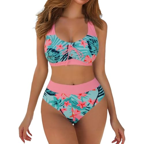 Bikini Damen Set Oberteil Mit Rock Badeanzug Zweiteilig High Waist Bademode Swimwear Women Push Up Beachwear Spitze Strandbekleidung Swimsuits 2 Teiler von Generisch