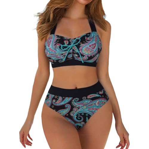 Bikini Damen Set Oberteil Mit Rock Badeanzug Zweiteilig High Waist Bademode Swimwear Women Push Up Beachwear Spitze Strandbekleidung Swimsuits 2 Teiler von Generisch