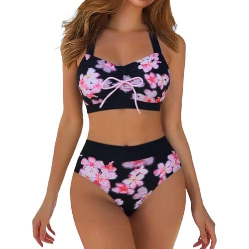 Bikini Damen Set Oberteil Mit Rock Badeanzug Zweiteilig High Waist Bademode Swimwear Women Push Up Beachwear Spitze Strandbekleidung Swimsuits 2 Teiler von Generisch