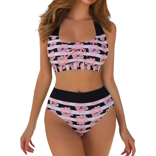 Bikini Damen Set Oberteil Mit Rock Badeanzug Zweiteilig High Waist Bademode Swimwear Women Push Up Beachwear Spitze Strandbekleidung Swimsuits 2 Teiler von Generisch