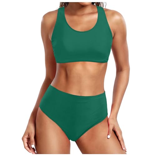Bikini Damen Set U Ausschnitt Bralette Bikini Bademode Mid Waist Blumenmuster Zweiteiliger Badeanzug Swimsuit Badeanzüge Tank Bikini Swimsuit Sport Bademode Hohe Taille Bikinis für Teenager Kinder von Generisch