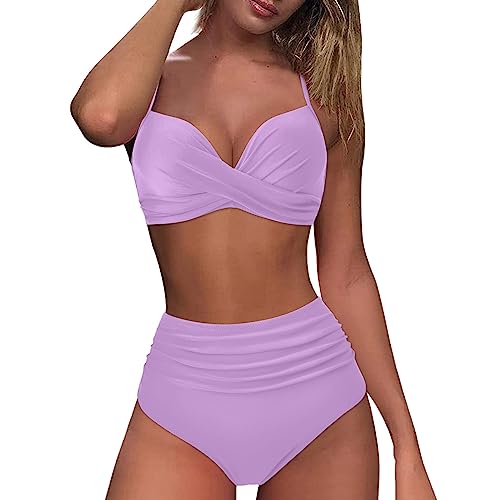 Bikini Damen Set Wickel Sexy Push Up Bikini Oberteil Bauchweg High Waist Bikini Set Zweiteilig Badeanzug Bikini Mädchen Blumenmuster Einfarbig Tankini Bikini Sets Bikini-Sets für Damen (H-Purple, S) Bikini Damen Set Wickel Sexy Push Up Bikini Oberteil Bauchweg High Waist Bikini Set Zweiteilig Badeanzug Bikini Mädchen Blumenmuster Einfarbig Tankini Bikini Sets Bikini-Sets für Damen (H-Purple, S) von Generisch