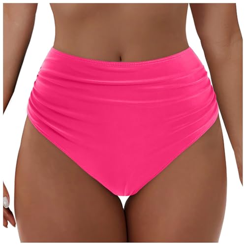 Bikini Hose Damen Bikini Slip Ruched Badeshorts Elastischer Strand Swimsuits Unterteil Abdominal Kontrolle Sport Bikini Bottoms Hohe Taille Bikinihosen Unterteil Badeshorts für Strand, Pool (XXL) von Generisch