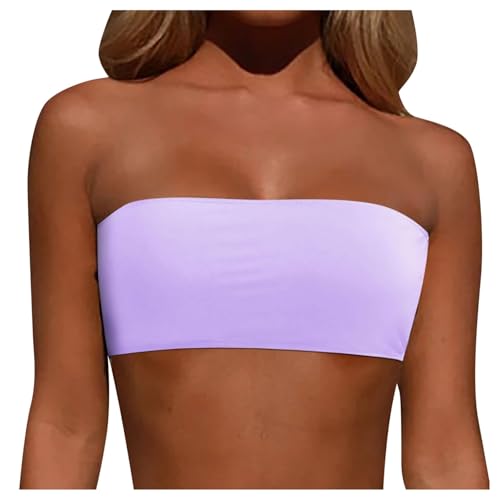 Bikini Oberteil Bandeau | Bandeau Top Damen | Abnehmbare Träger und Trägerlos | Bandeau Bikini | Bikini Oberteil Schwarz Trendige von Generisch