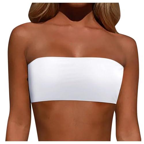Bikini Oberteil Bandeau | Bandeau Top Damen | Abnehmbare Träger und Trägerlos | Bandeau Bikini | Bikini Oberteil Schwarz Trendige von Generisch