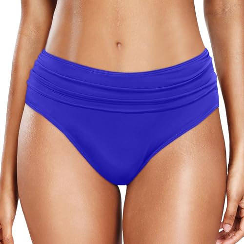 Bikinihose Damen Bauchweg Badehose Retro High Waist Ruched Bikini Hose Damen Schwarz Klassisch Bequemer Bikinis Unterteil für Frauen Strand Schwimmbad von Generisch