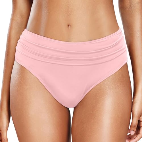 Bikinihose Damen Bauchweg Badehose Retro High Waist Ruched Bikini Hose Klassisch Bequemer Bikinis Unterteil für Frauen Strand Schwimmbad (L) von Generisch