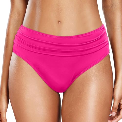 Bikinihose Damen Bauchweg Badehose Retro High Waist Ruched Bikini Hose Klassisch Bequemer Bikinis Unterteil für Frauen Strand Schwimmbad (M) von Generisch