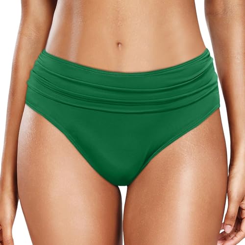 Bikinihose Damen Bauchweg Badehose Retro High Waist Ruched Bikini Hose Klassisch Bequemer Bikinis Unterteil für Frauen Strand Schwimmbad von Generisch