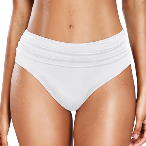 Bikinihose Damen Bauchweg Badehose Retro High Waist Ruched Bikini Hose Klassisch Bequemer Bikinis Unterteil für Frauen Strand Schwimmbad von Generisch