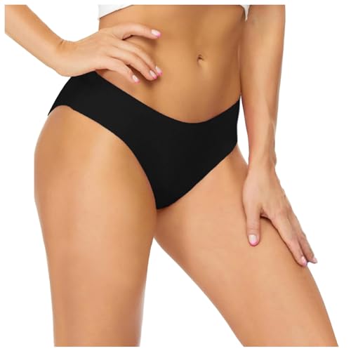 Bikinihosen für Damen Brazilian Bauchweg Schwimmhose Badehose Große Größen High Waist Slip Unterteil Retro Bikini Hose Badeanzug Bademode, Schwarz, L von Generisch