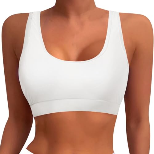 Bikinioberteil Damen Sport BH Sommer Einfarbig Racerback Bikinitop Gepolsterter Push Up Badeanzug Oberteil Swimsuitoberteil Schwarz Weich Bequem Kurz Tanktop Große Brüste Bikini Tops von Generisch