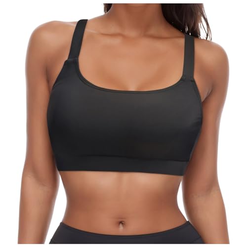 Bikinioberteile für Damen Bikini Oberteil Schwarz Push Up Bustier Ohne Bügel Bikinioberteil Gepolstert Breite Träger Schwimm Oberteil Top Swimsuits Schwimmbikini Swimming Suits von Generisch