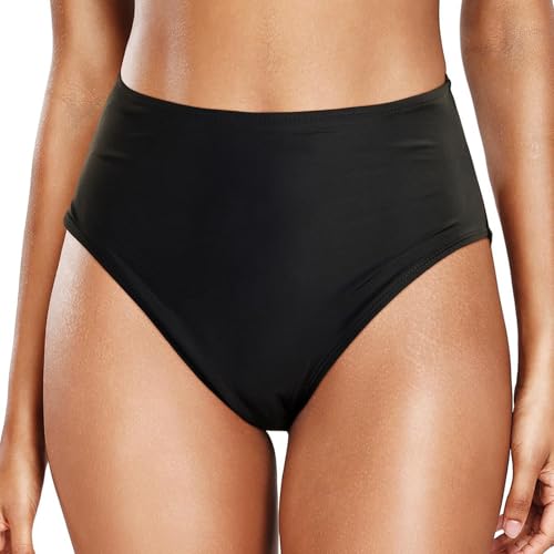 Bikinis für Damen klassisch bequemer Bikini Slip für Strand und Schwimmbad Bikini Unterteil Damen mit Shorts high Waist Bikinihose Badehose schwarz lang String von Generisch