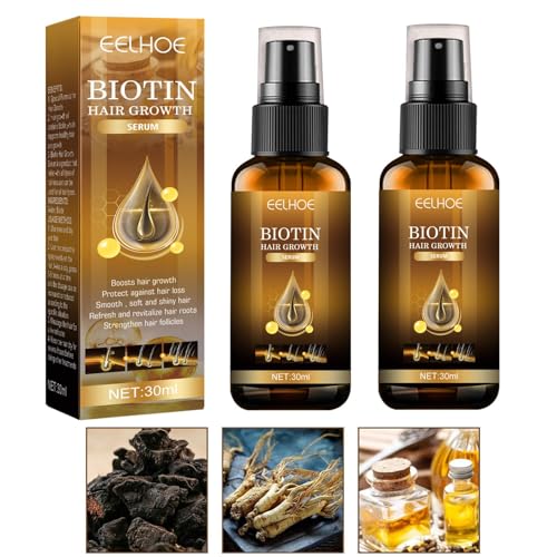 Biotin Haarwuchs Serum, Biotin Haarwachstum Spray Biotin Hair Growth Spray, Biotin Haarwuchsspray, Gegen Haarausfall Haarserum Haarpflege für Dünnes Kaputtes Kaputtes Haar (2 Stück) von Generisch