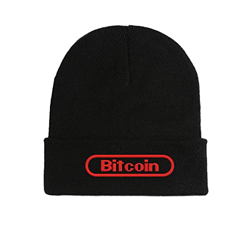 Bitcoin Old School Style Logo Bestickte Beanie Mütze Wintermütze Schwarz, Schwarz , Einheitsgröße von Generisch