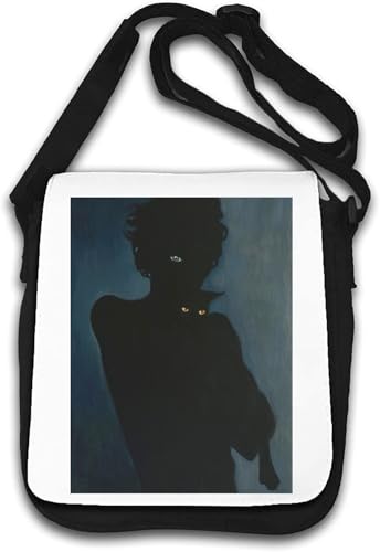 Black Cat and a Shadow Mystical Art Umhängetasche Weiß von Generisch