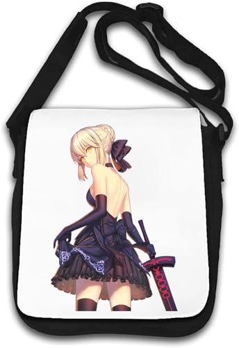 Black Dress Sword Fighter Pin Up Babe Anime Umhängetasche Weiß von Generisch