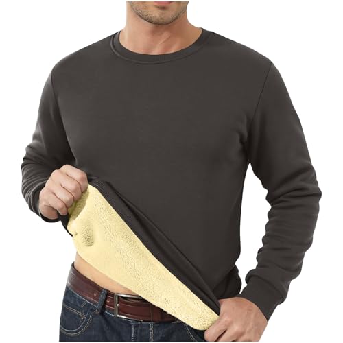 Black Friday Angebote 2024 AB Wann Datum Fleecepullover Herren Winter Teddy Fleece Pullover Große Größen Langarm Sweatshirt Einfarbig Warm Fleecepulli Thermal Plüsch Gefüttert Pulli Verdickte von Generisch