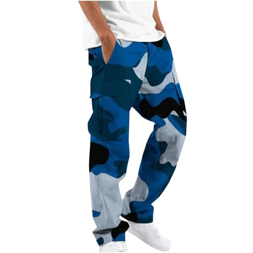 Black Friday Angebote 2024 Cargohose Herren Baggy Camouflage Hose Elastischer Bund Arbeitshose Leichte Männer Jogginghose Gerade Beinform Sporthose Freizeit Wanderhose mit Taschen Outdoorhose von Generisch