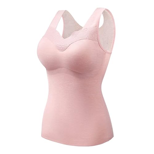 Black Friday Damen Thermo Unterhemd BH Hemd Seamless Tank Top Bauch Weg V-Ausschnitt Weste Figurformende Cami Shapewear mit integriertem BH Ohne Bügel Bustier Camisole Formendes Unterwäsche Rosa XL von Generisch