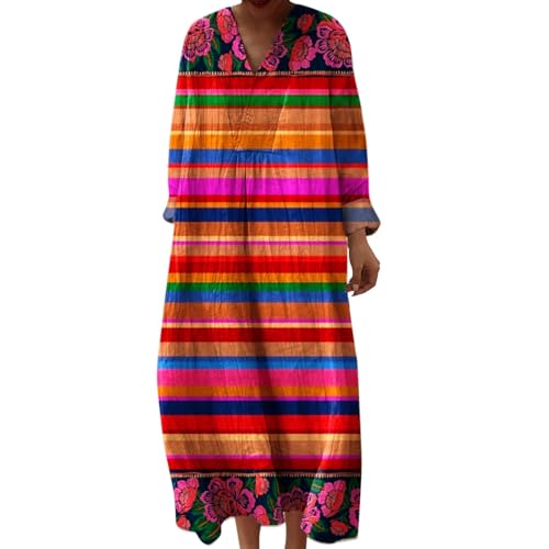 Black Week Angebote 2025, Strandkleid Lang Maxikleider V Ausschnitt Sommerkleider Leicht Und Luftig Boho Kleid Elegante Midikleid Freizeitkleid, Sommer Kleider Für Damen, Sommerkleid A Linie Damen von Generisch