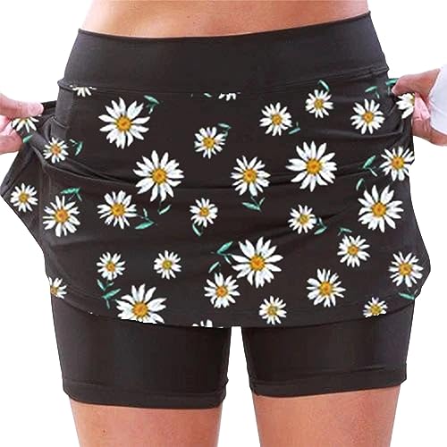 Black of A Friday Angebote Damen Sport Shorts Sommer 2 In 1 Kurze Hosen Schnelltrocknende Laufshorts Fitness Yoga Jogging Training Hosenrock Stunny Gymshorts Radler Leggings Damen von Generisch