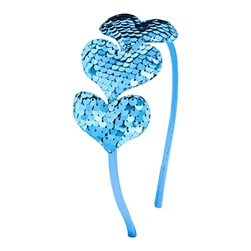 Blatt Haarband Kopfbedeckung Pailletten-Stirnbänder Valentinstag-Herz verschönert süße Kinder-Haar-Accessoires süßes Liebes-Stirnband für Mädchen Haarspangen Haarspangen (Blue, One Size) von Generisch