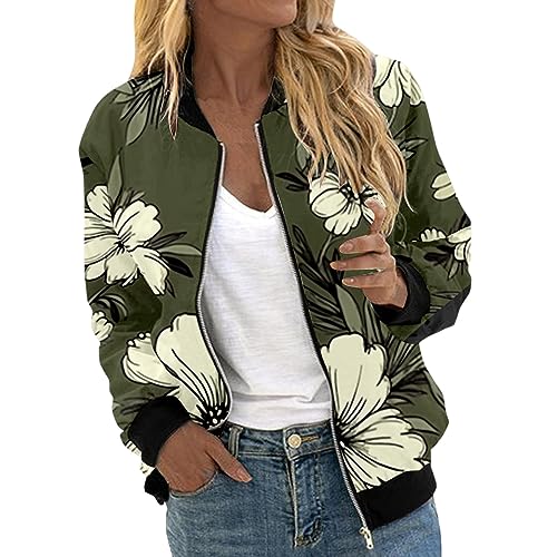 Blau Lederjacke Damen Bomberjacke Damen Kurze Blouson Jacke Casual Pilotenjacke Langarm Outwear Zip Up Solid Leichte Funktionsjacke Outdoorjacke Übergangsjacke Coat Sweatjacke M L von Generisch