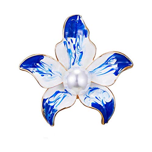 Blaue, elegante Blumenbrosche mit Perlen für Damen, Schmuck, romantische Hochzeit, Brautjungfer, Party, Brosche, Anstecknadel, exquisite Verarbeitung von Generisch