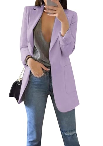 Blazer Damen Elegant Frühlings Kurz Mantel Jacke Mit Doppelter Seitentasche Elegant Langarm Blazer Anzug für Damen von Generisch
