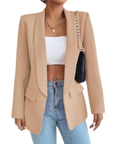 Blazer Damen Elegant Frühlings Kurz Mantel Jacke Mit Doppelter Seitentasche Elegant Langarm Blazer Anzug für Damen von Generisch