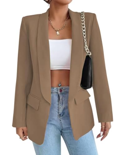 Blazer Damen Elegant Frühlings Kurz Mantel Jacke Mit Doppelter Seitentasche Elegant Langarm Blazer Anzug für Damen von Generisch