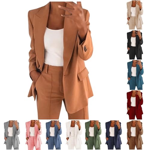 Blazer Damen Elegant Große Größen Jacke Dressy Blazer Business Trenchcoat Casual Outfits herbst Die Arbeit Mantel Langarm Jacke Arbeit Büro Knopf Open Front Mantel Anzug Strickjacke(Schwarz,XXL) von Generisch