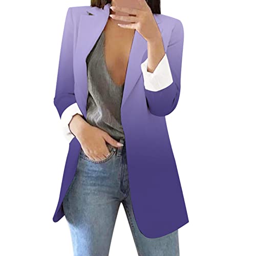 Blazer Damen Elegant Lang - Anzugjacke Damen Oversized Reverskragen Business-Jacke Mit Farbverlauf Sakko Büro Jacken Temperament Blazerjacke Langarm Blazermantel Schlanke Passform Übergangsjacke von Generisch
