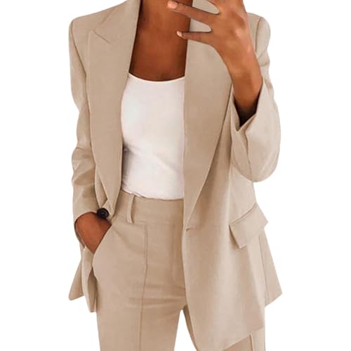 Blazer Damen Elegant Langarm Einfarbig Mantel Jacke Revers Geschäft Büro Anzugjacke Lang mit Tasche Sakko Anzug Business Longblazer Frühling Sommer Trenchcoat Blazer Damen Elegant Langarm Einfarbig Mantel Jacke Revers Geschäft Büro Anzugjacke Lang mit Tasche Sakko Anzug Business Longblazer Frühling Sommer Trenchcoat von Generisch